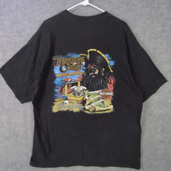 Harley-Davidson Shirt Mens 2XL Black Flames Treasure Coast Stuart FL Made in USA - Picture 4 of 6